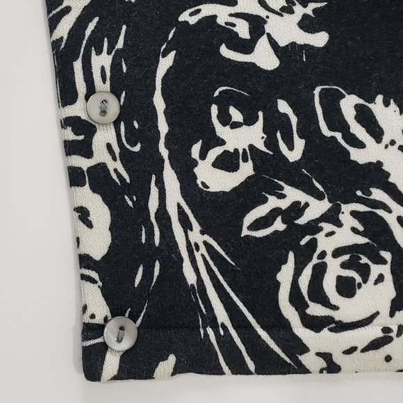 Jillian Jones Black & Cream Floral Print Silk Blend Twin Set, M - Picture 6 of 11